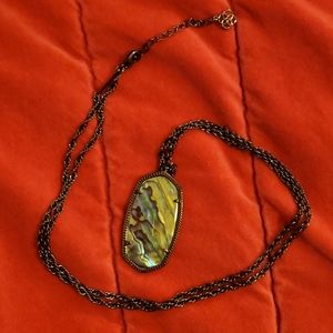 Kendra Scott Mother of Pearl Gunmetal Necklace